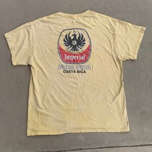 Vintage y2k Imperial Cerveza logo tshirt in yellow - size medium mens
